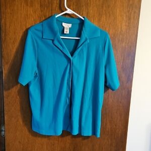 Teal Button-Up Women's Top, Sz 1X